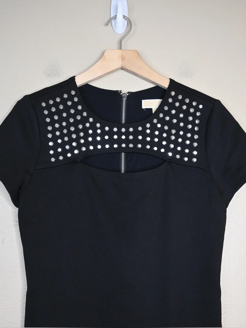 Michael Michael Kors Women's 6 Silver Studded Cut-Out Mini Dress